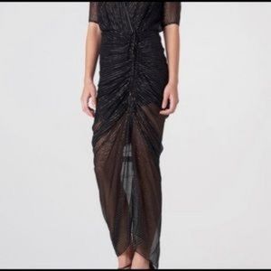 Veronica Beard Mariposa Gold Black Midi Dress